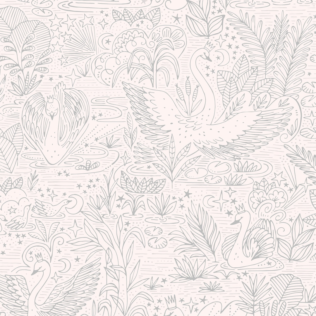 Minibeau - Wallpaper - Swan Lake Grey