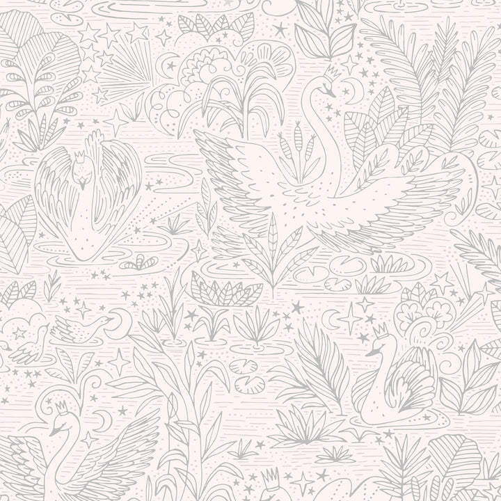 Minibeau - Wallpaper - Swan Lake Grey