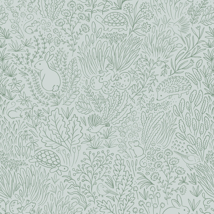 Minibeau - Wallpaper - Garden Doodles Sage
