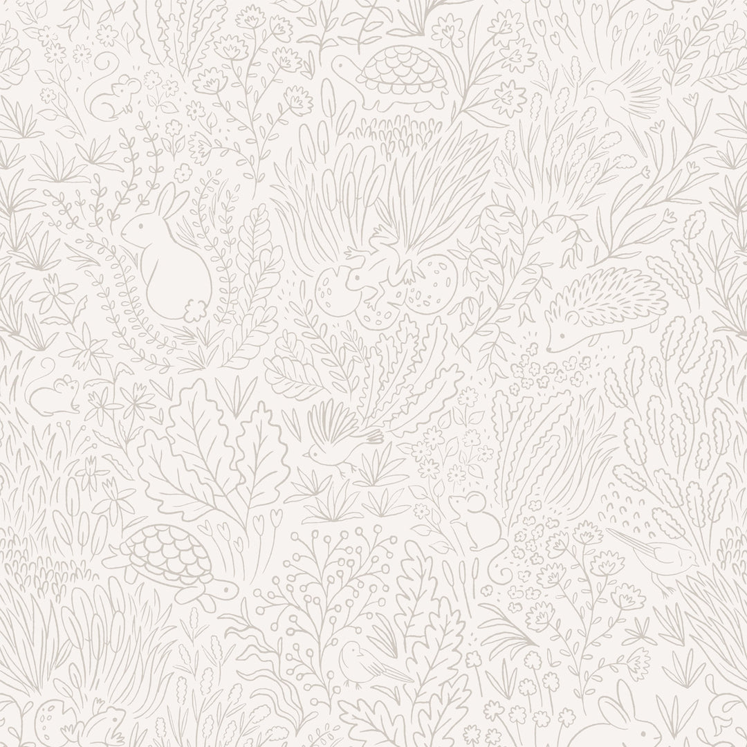 Minibeau - Wallpaper - Garden Doodles Grey