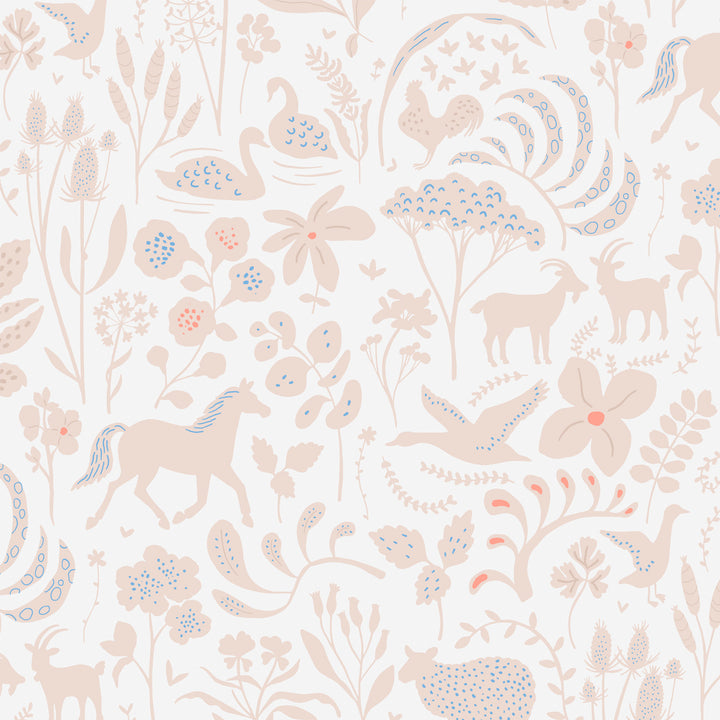 Minibeau - Wallpaper - Countryside Spring Ecru