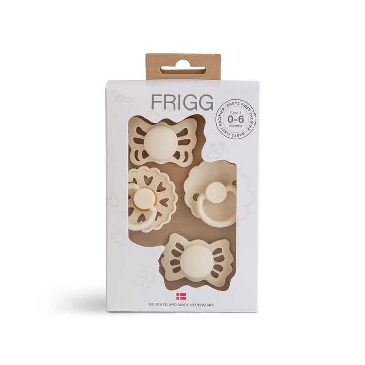 FRIGG - First Pacifier - Floral Heart - Cream (4 Pack)