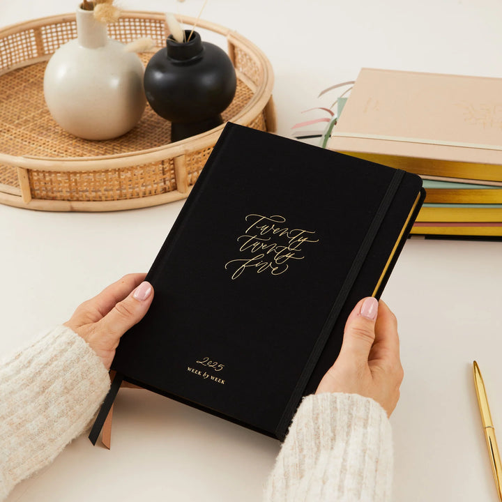 Blush & Gold - 2025 Weekly Planner - Black - Mabel & Fox