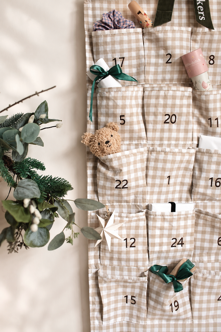 Mabel & Fox - Beige Gingham Advent Calendar - Mabel & Fox