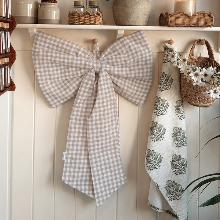 Mabel & Fox - Beige Gingham Bow
