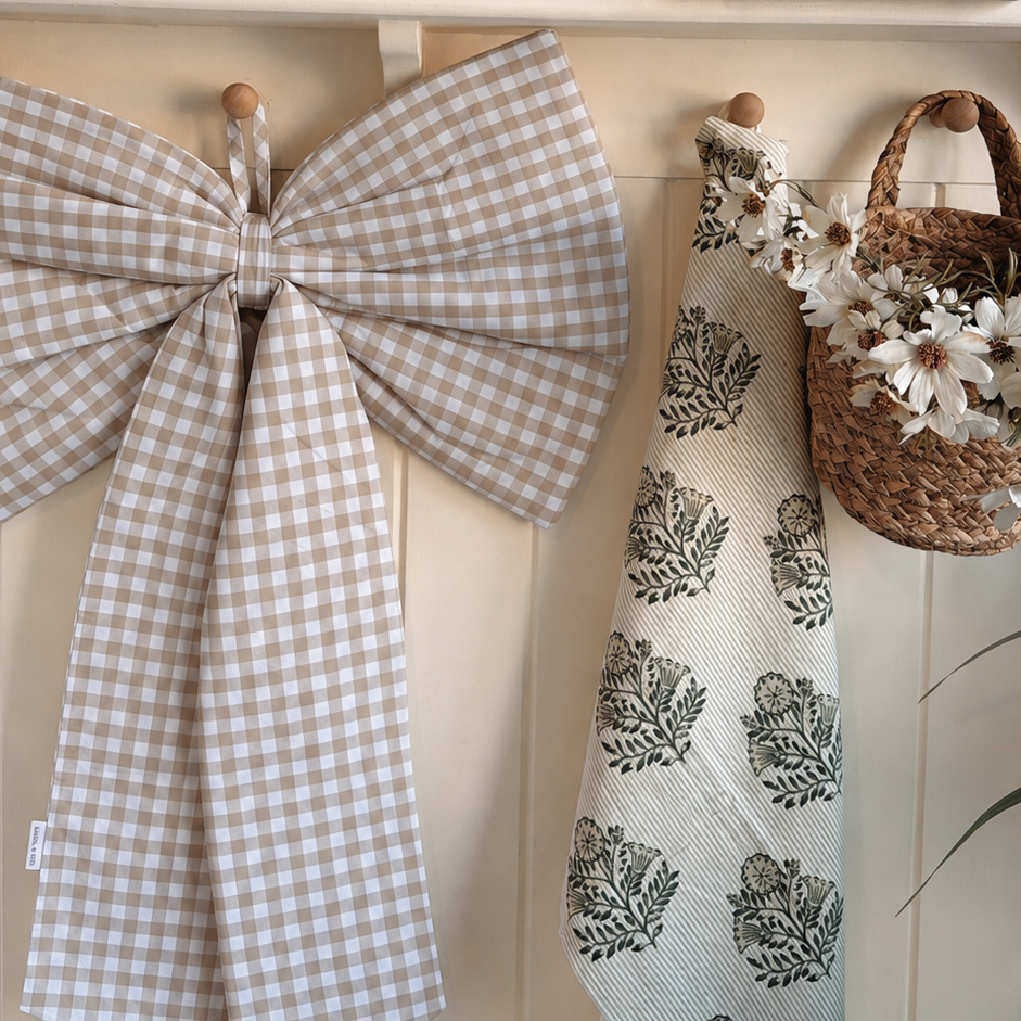 Mabel & Fox - Beige Gingham Bow