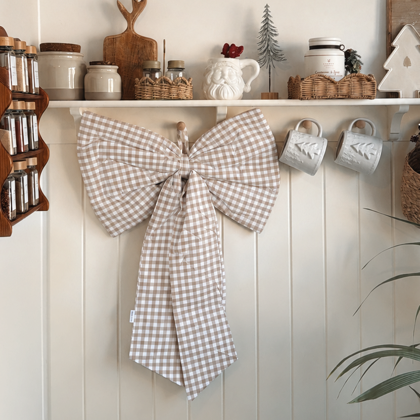 Mabel & Fox - Beige Gingham Bow