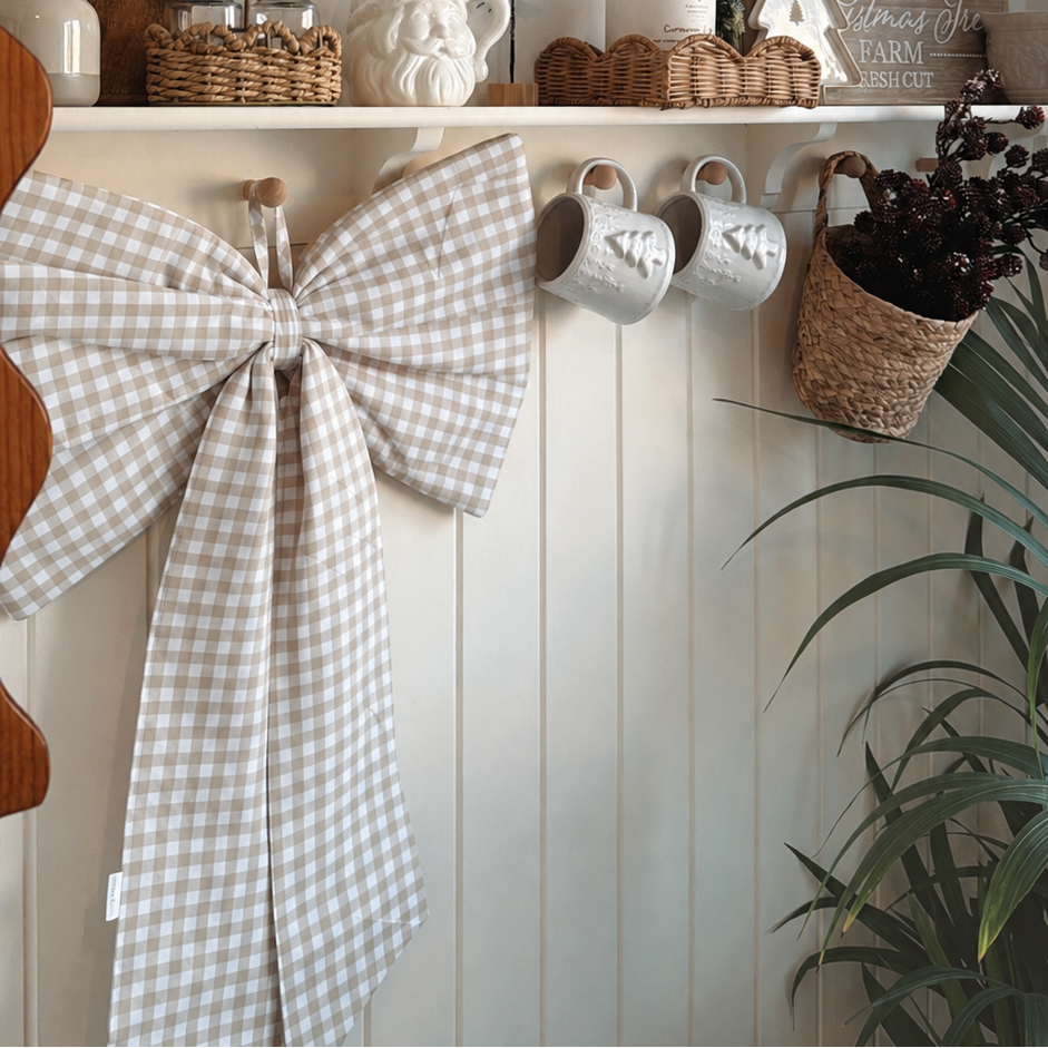 Mabel & Fox - Beige Gingham Bow