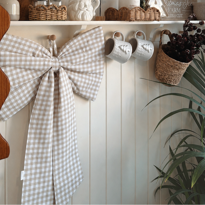 Mabel & Fox - Beige Gingham Bow