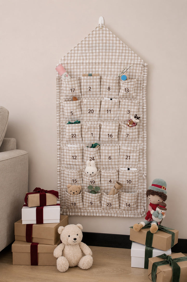 Mabel & Fox - Beige Gingham Ruffle Advent Calendar - Mabel & Fox