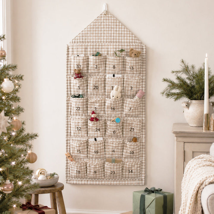 Mabel & Fox - Beige Gingham Advent Calendar - Mabel & Fox