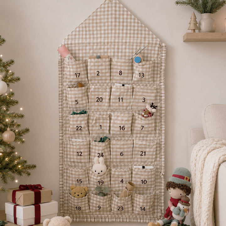 Mabel & Fox - Beige Gingham Ruffle Advent Calendar - Mabel & Fox