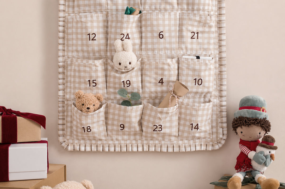 Mabel & Fox - Beige Gingham Ruffle Advent Calendar - Mabel & Fox