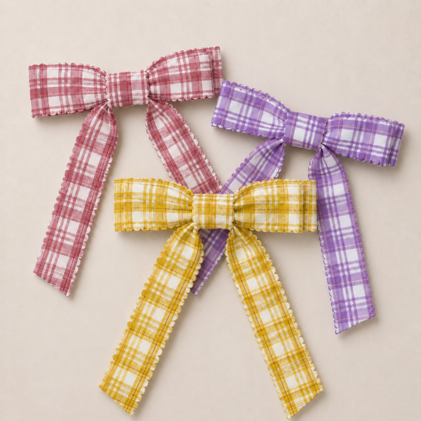 Mabel & Fox - Hair Bow Clips - Bloom Bright Plaid (3pcs)