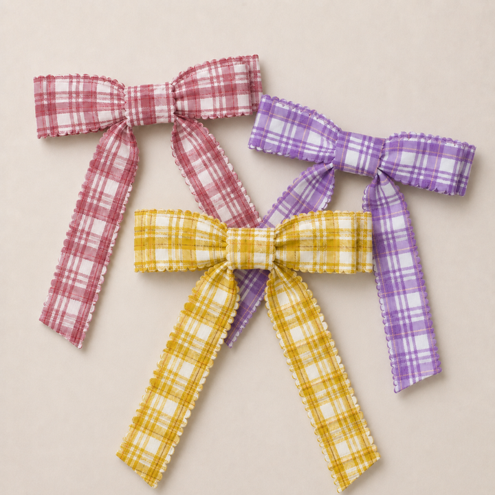Mabel & Fox - Hair Bow Clips - Bloom Bright Plaid (3pcs)
