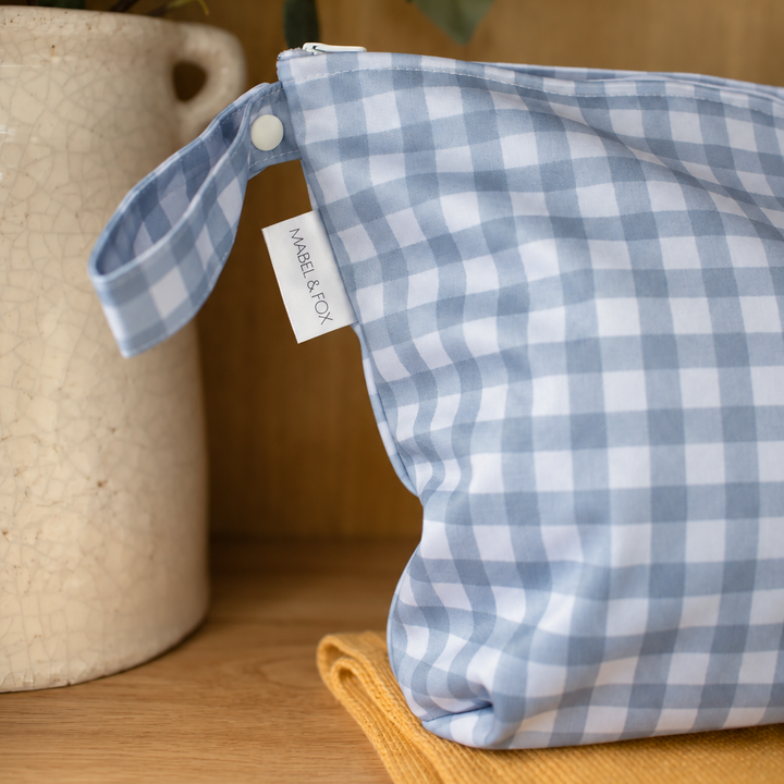 Mabel & Fox - Large Wet Bag - Blue Gingham
