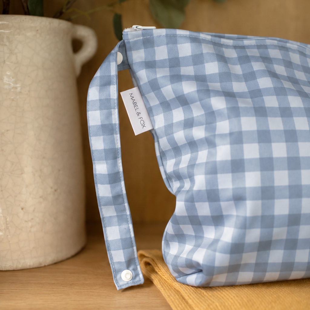 Mabel & Fox - Large Wet Bag - Blue Gingham