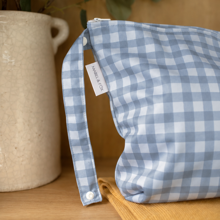 Mabel & Fox - Large Wet Bag - Blue Gingham