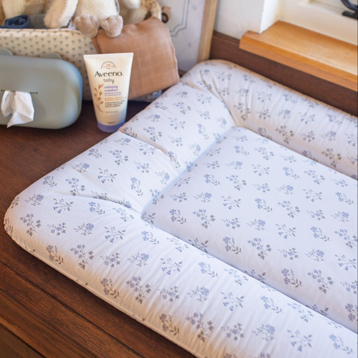 Wilby & Wonder – Cushion Baby Changing Mat - Blue Meadow