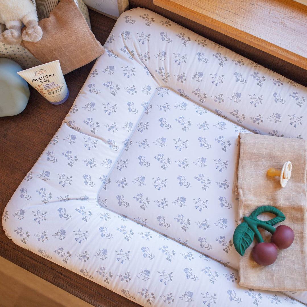 Wilby & Wonder – Cushion Baby Changing Mat - Blue Meadow