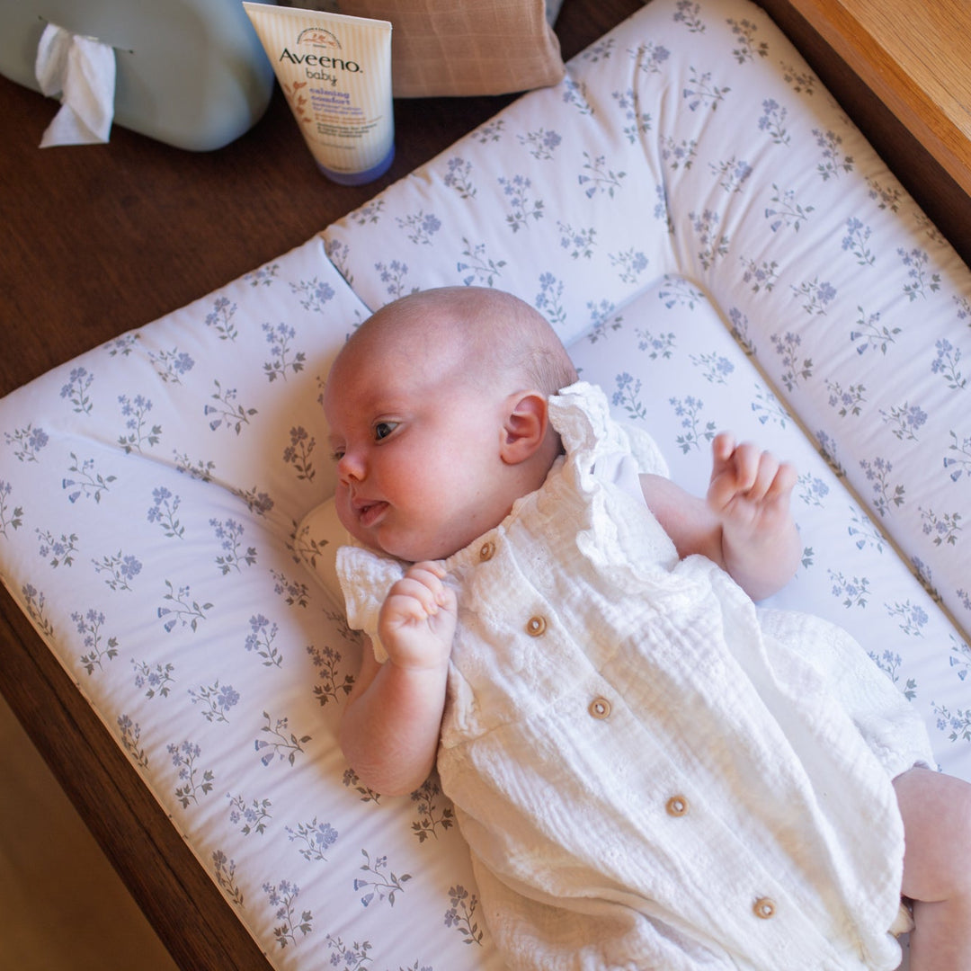 Wilby & Wonder – Cushion Baby Changing Mat - Blue Meadow