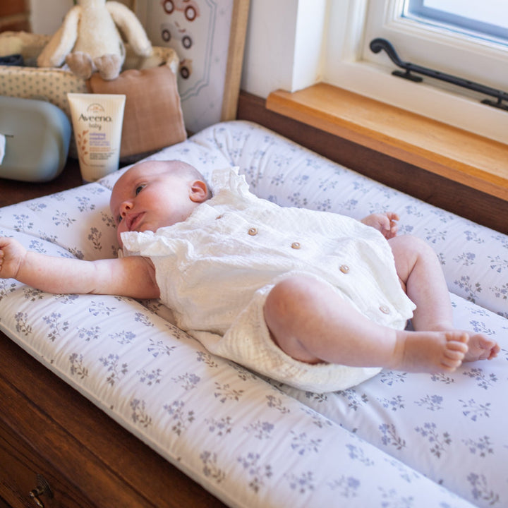 Wilby & Wonder – Cushion Baby Changing Mat - Blue Meadow