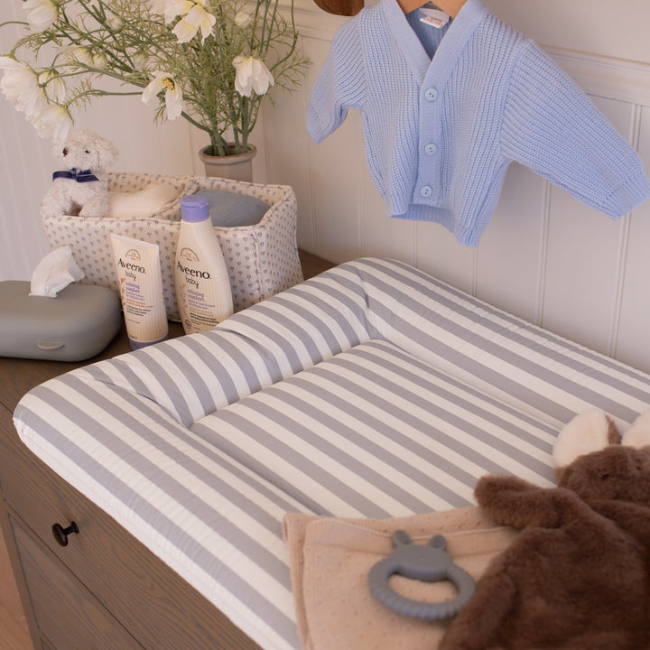 Wilby & Wonder – Cushion Baby Changing Mat - Blue Stripe