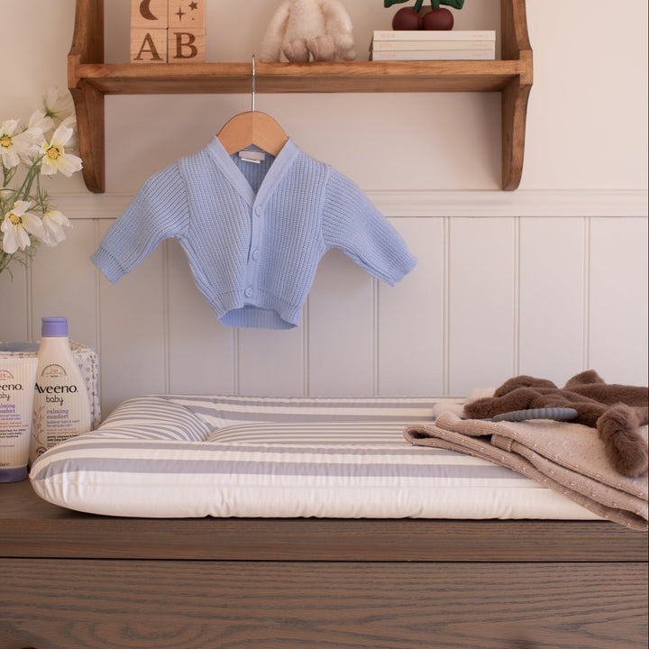 Wilby & Wonder – Cushion Baby Changing Mat - Blue Stripe