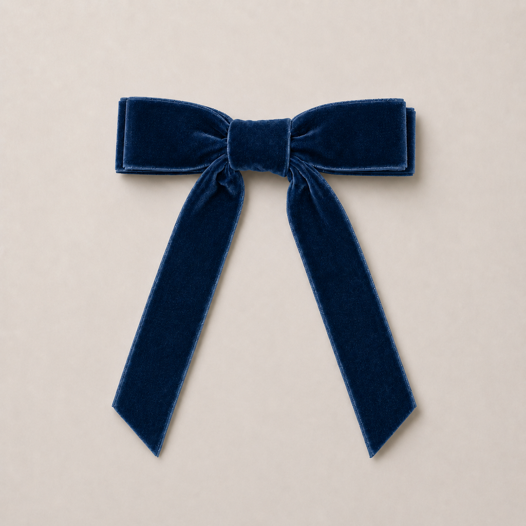 Mabel & Fox - Hair Bow Clip - Blue Velvet