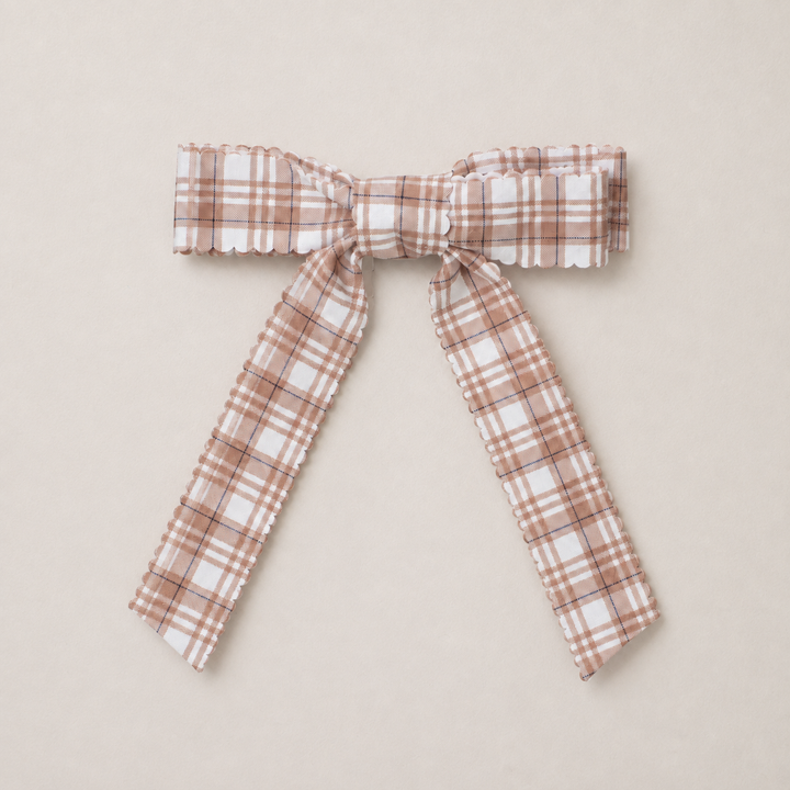 Mabel & Fox - Hair Bow Clip - Brown Plaid