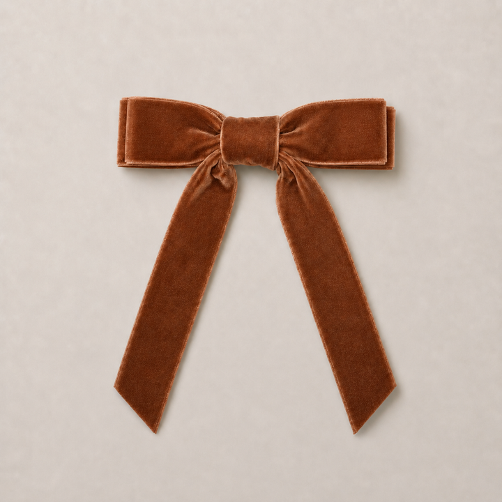 Mabel & Fox - Hair Bow Clip - Brown Velvet