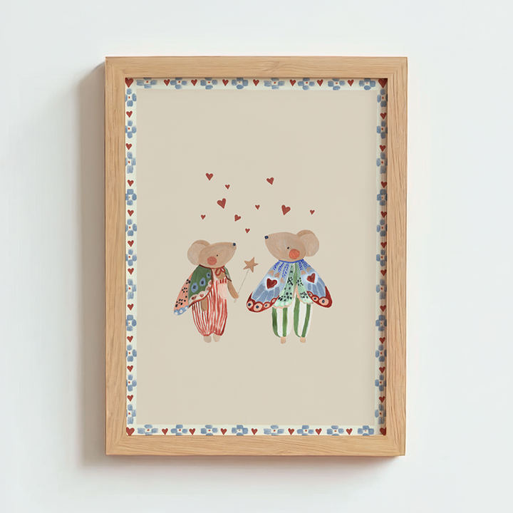 Lion & The Pear - Hand-Illustrated *Exclusive* Print - Butterfly Mice - Mabel & Fox