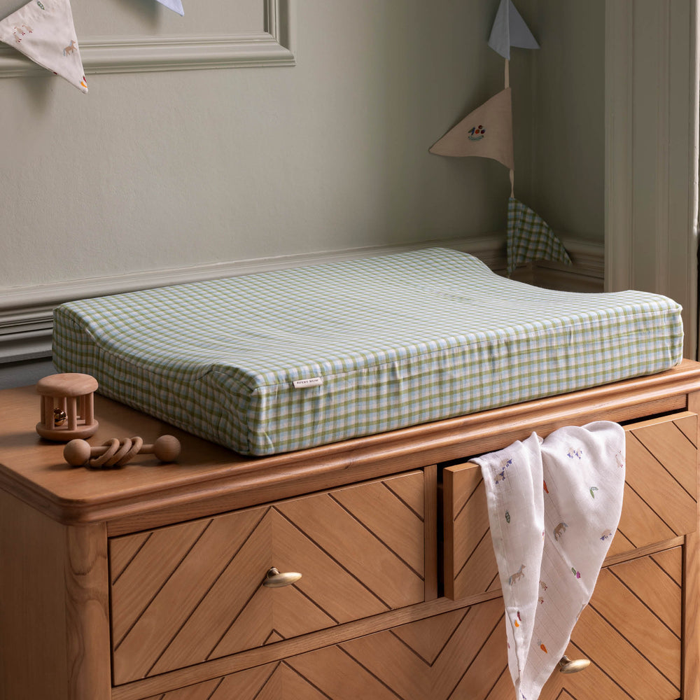 Avery Row - Baby Changing Mat - Greenhouse Gingham - Mabel & Fox