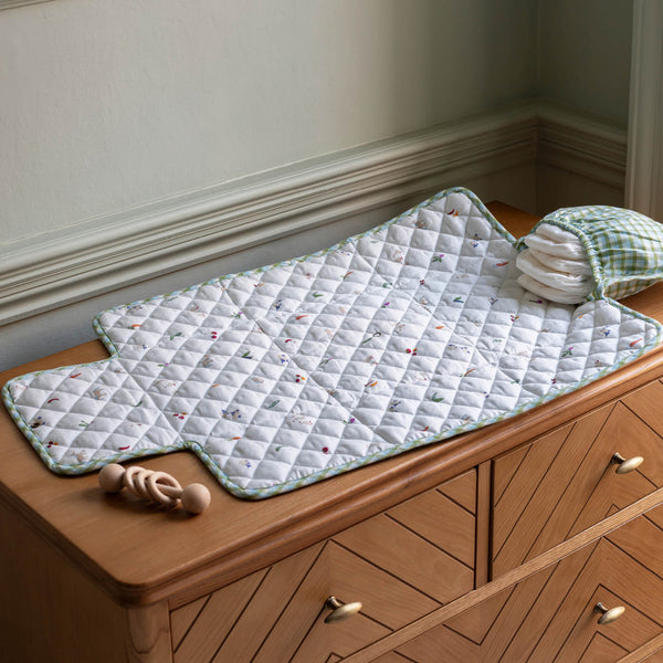 Avery Row - Cotton Travel Baby Changing Mat - Greenhouse Gingham - Mabel & Fox