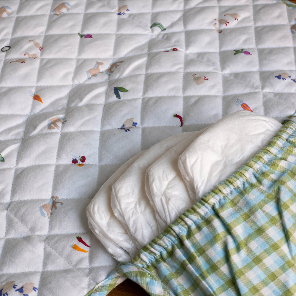 Avery Row - Cotton Travel Baby Changing Mat - Greenhouse Gingham - Mabel & Fox