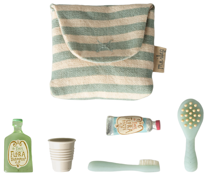 Maileg – Mouse Toothbrush Set – Blue Stripe - Mabel & Fox