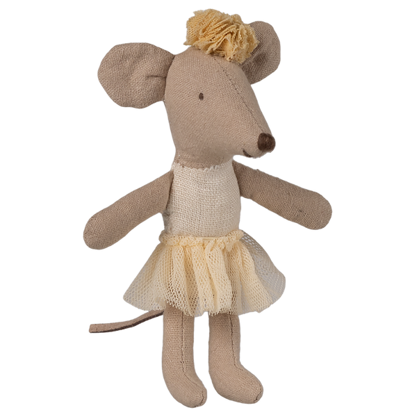 Maileg – Little Sister Ballerina Mouse – Off White - Mabel & Fox