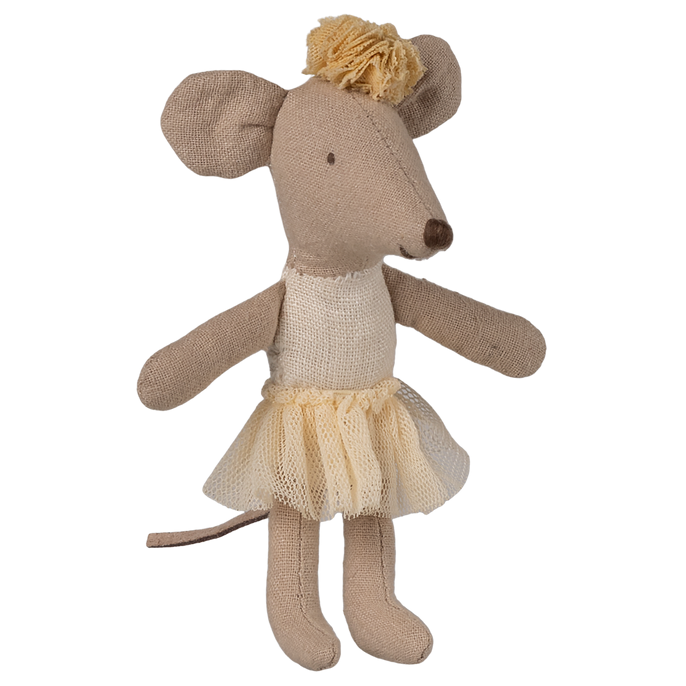 Maileg – Little Sister Ballerina Mouse – Off White - Mabel & Fox