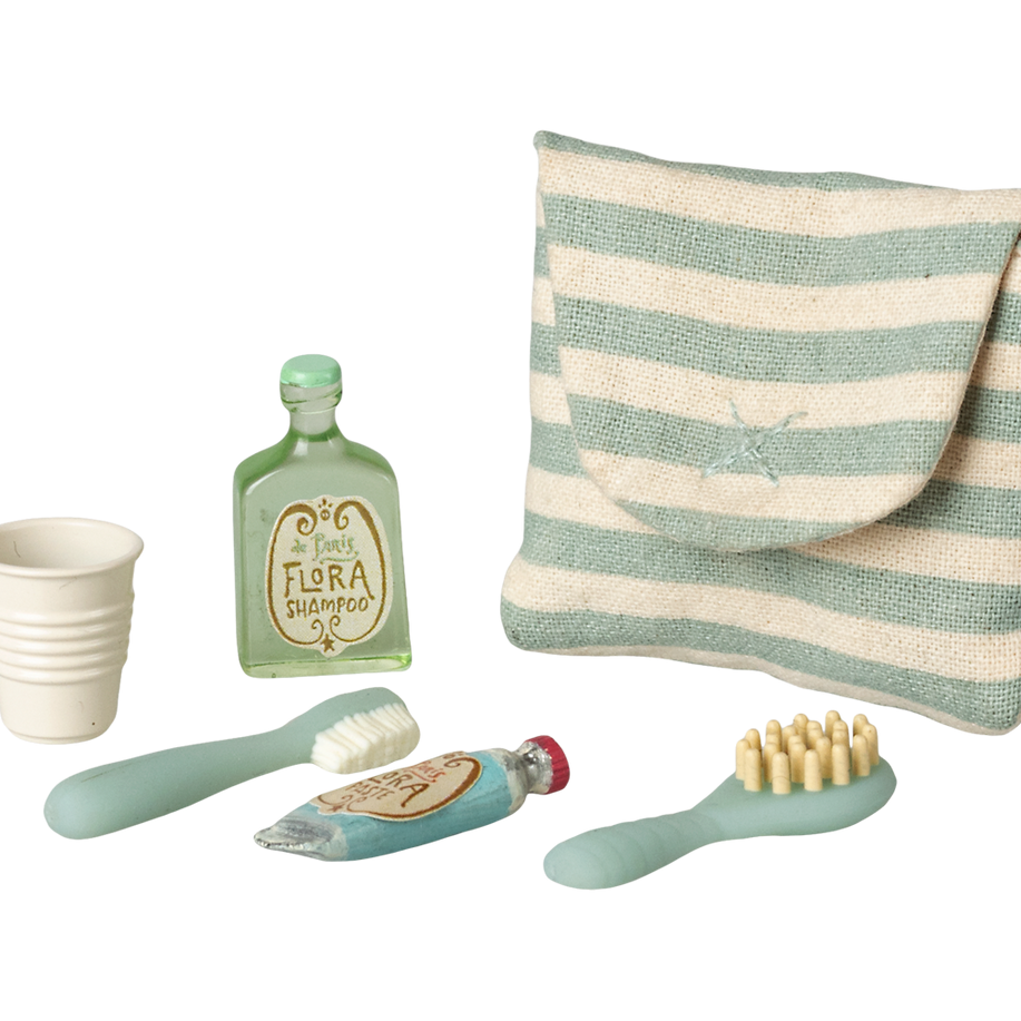 Maileg – Mouse Toothbrush Set – Blue Stripe - Mabel & Fox