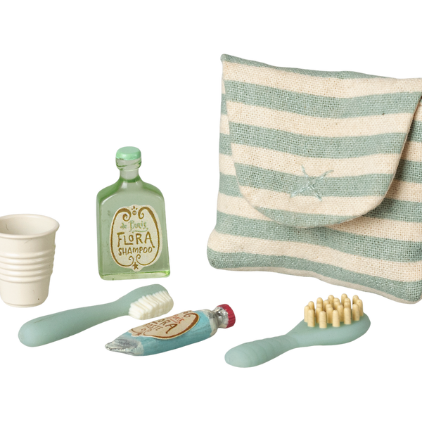 Maileg – Mouse Toothbrush Set – Blue Stripe - Mabel & Fox