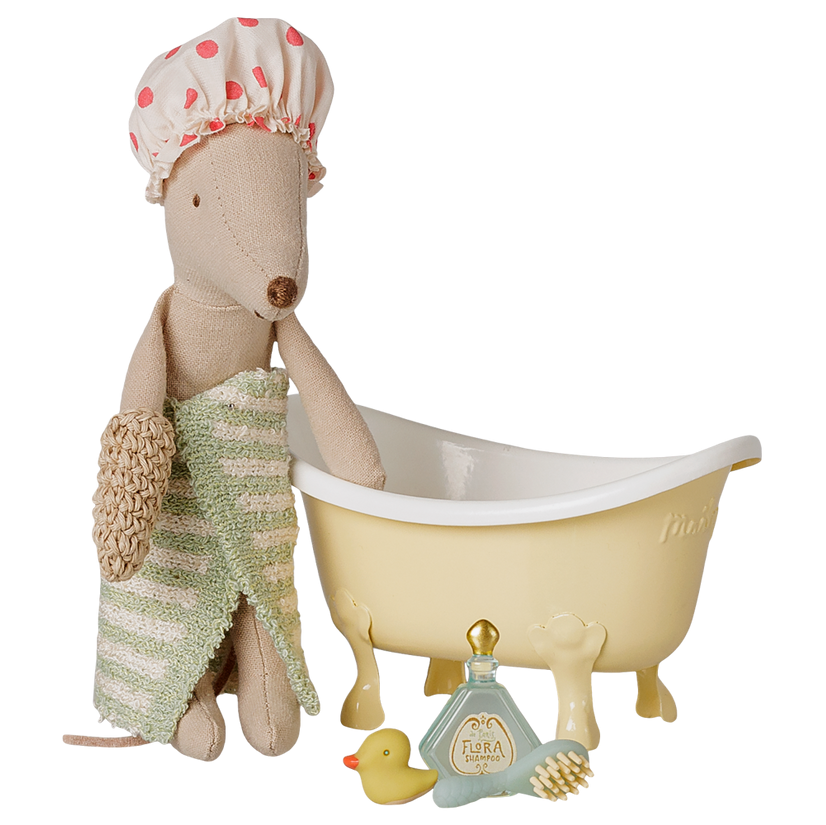 Maileg - Bathtub Set, Mouse - Yellow