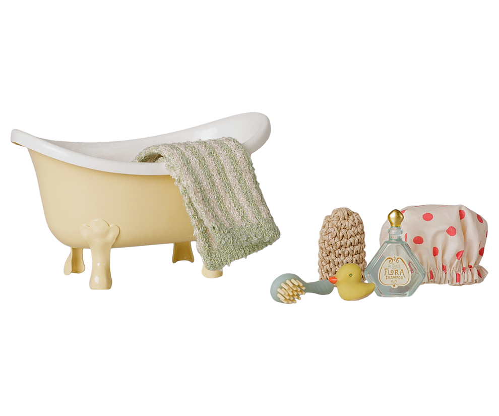 Maileg - Bathtub Set, Mouse - Yellow