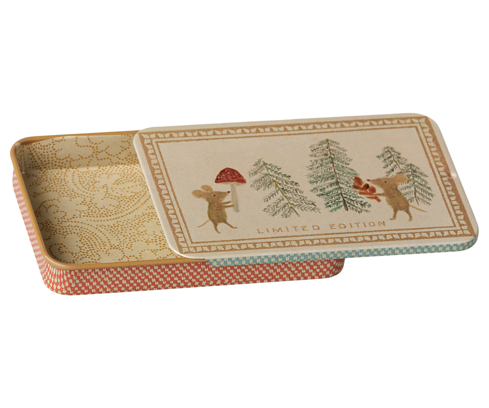 Maileg - Metal Box with Sliding Lid - Christmas Mice