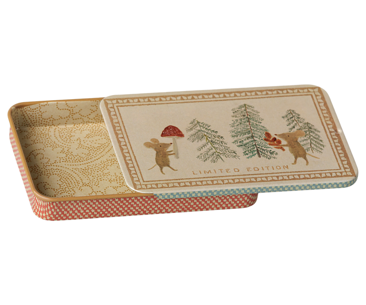 Maileg - Metal Box with Sliding Lid - Christmas Mice