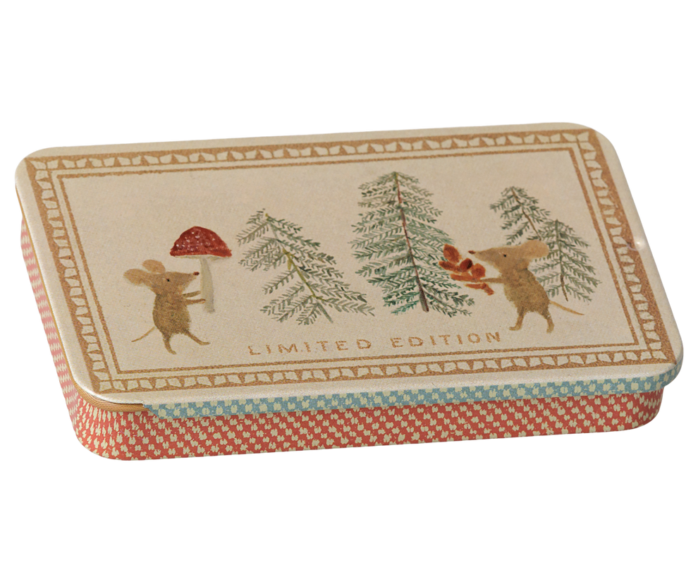 Maileg - Metal Box with Sliding Lid - Christmas Mice