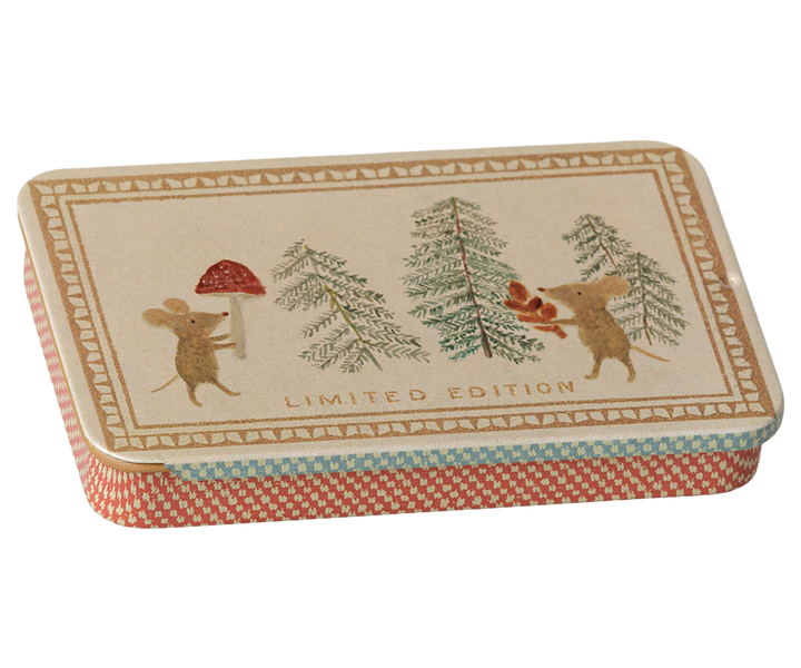 Maileg - Metal Box with Sliding Lid - Christmas Mice