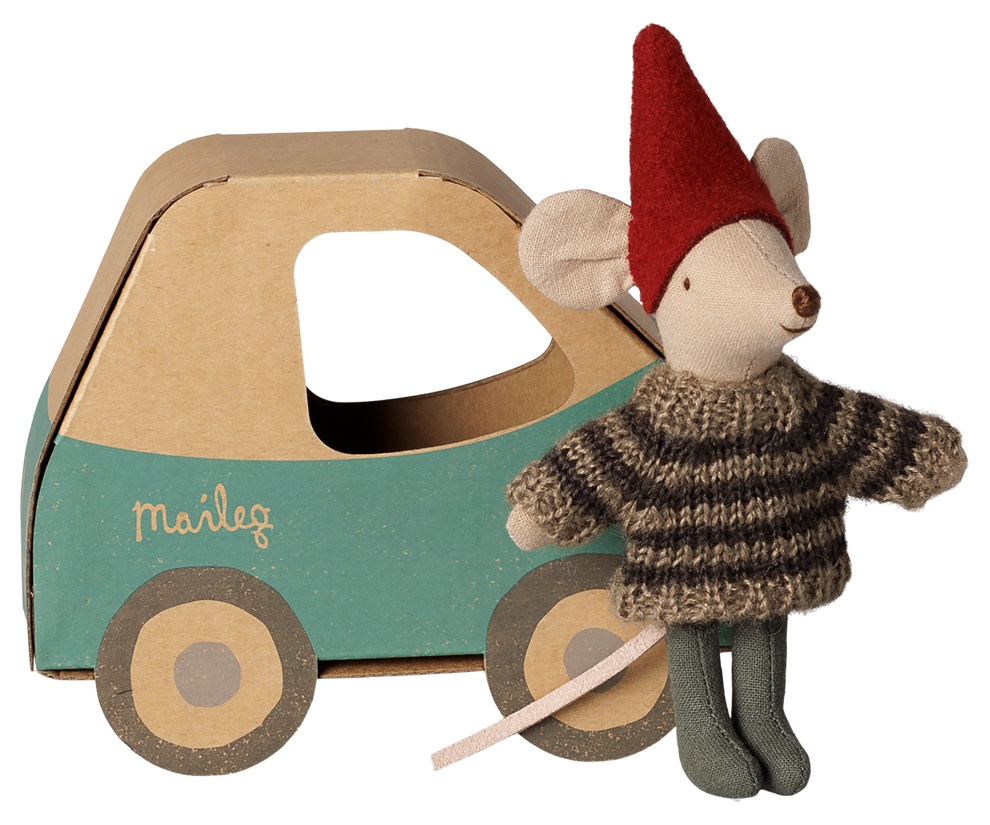Maileg - Christmas Mouse, Little Brother - Car Box