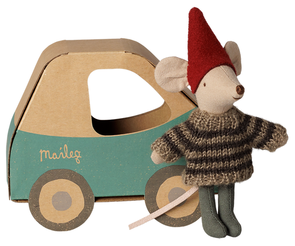 Maileg - Christmas Mouse, Little Brother - Car Box - Mabel & Fox