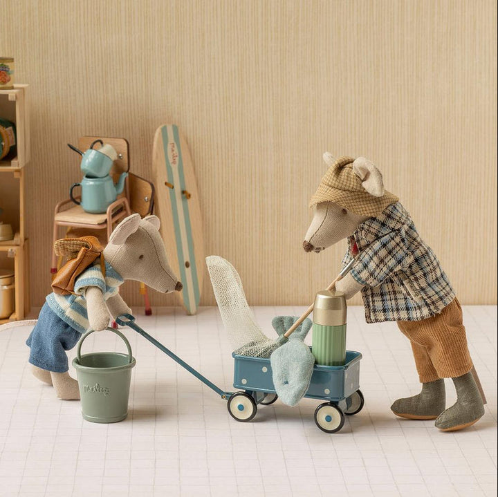 Maileg - Wagon, Mouse - Blue