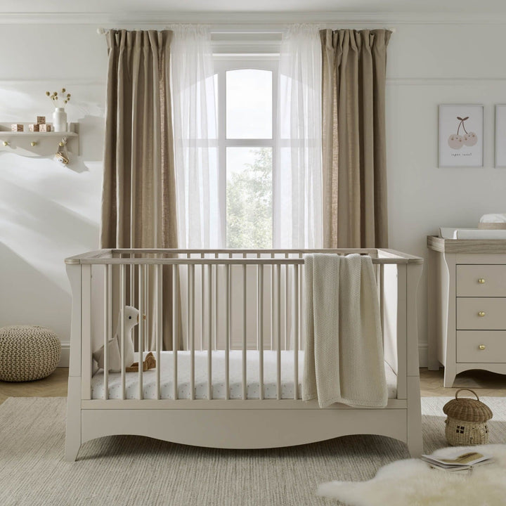 CuddleCo - Clara Cot Bed, Dresser Changer & Wardrobe - 3 Piece - Cashmere & Ash